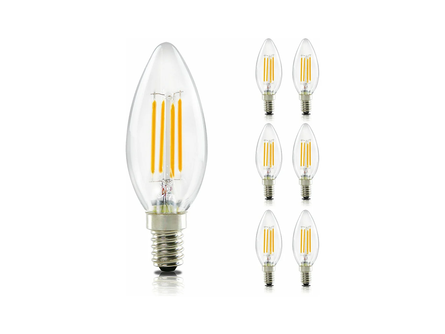 NETTLIFE Pack de 6 ampoules LED E14 lampe bougie blanc chaud de 4W 2700K à filament Edison C35 rétro vintage en verre économie d'énergie non dimmable