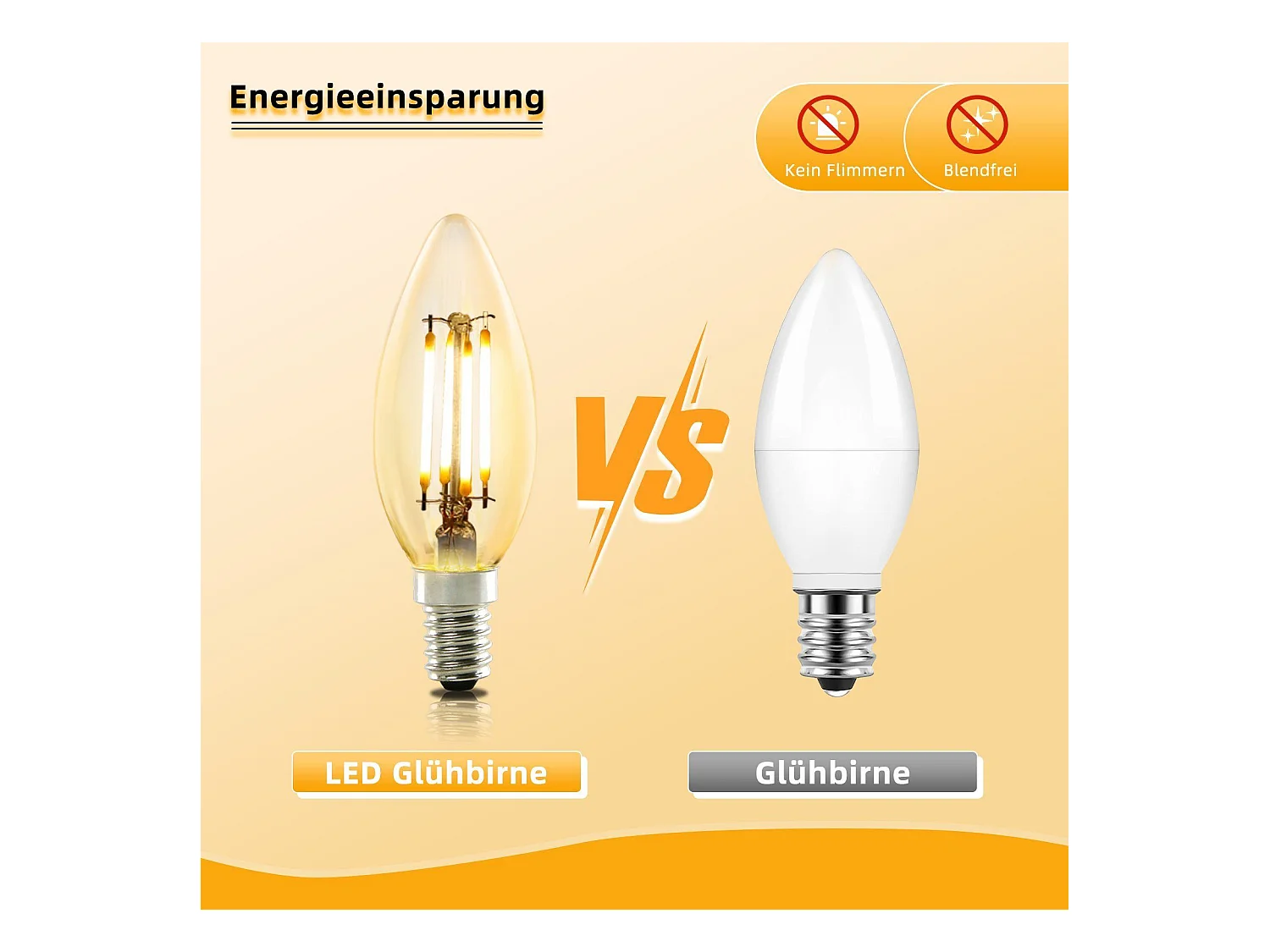 NETTLIFE Pakket van 6 E14 LED-pijplempjes, warme witte kandelaarlamp van 4W, 2700K, met Edison - draad C35