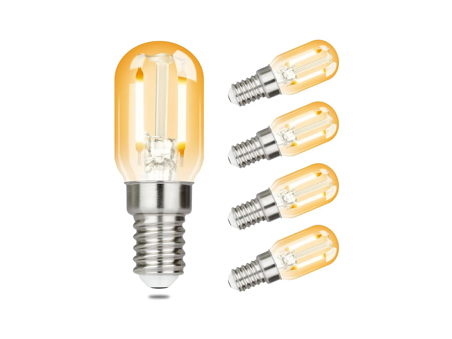 NETTLIFE T22 LED - LED Lampen - E14 Lichtborn - Amber - Ø 2.2 cm - Filament lamp - 2700K Warm Wit Licht - 2W - Vintage Gloeilamp - 4 Stuks