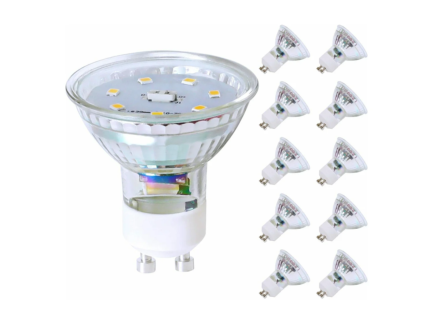 NETTLIFE Set von 10 GU10 - Weisse warmweiße LED - Lampen, 5W ersetzen 50W, Energieeinsparung, 3000K, Strahlwinkel 110°, nicht dimmbar, Glühlampenreflektor.