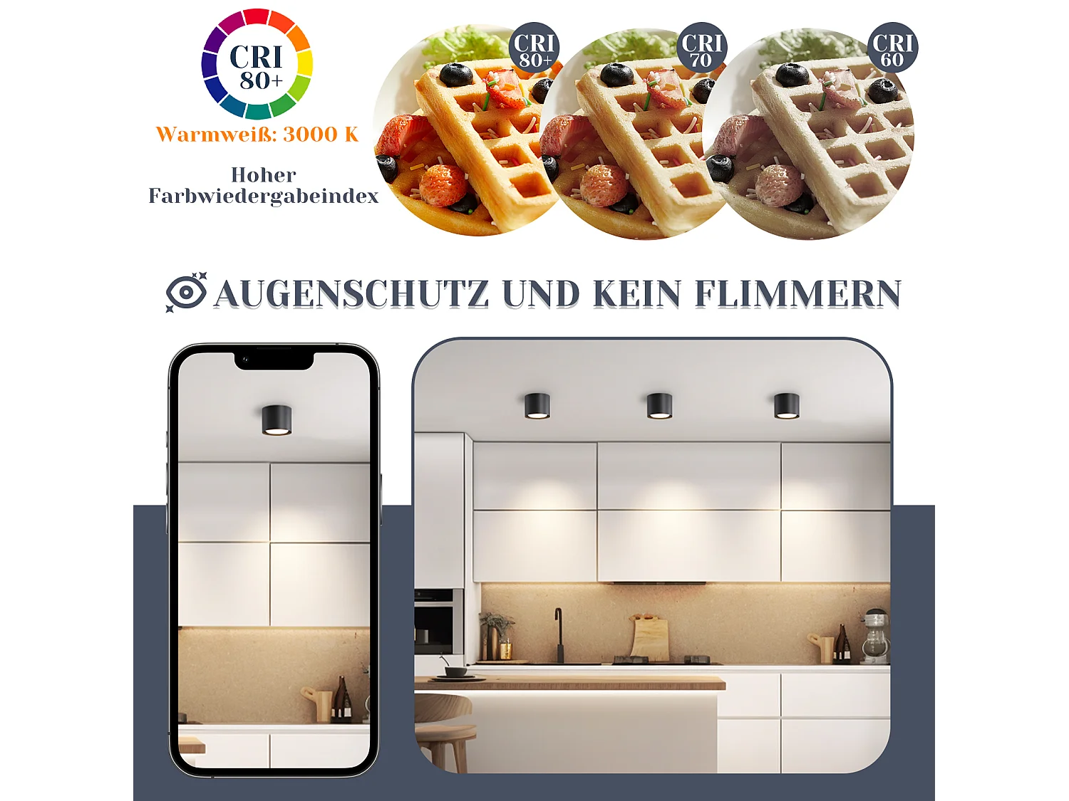 NETTLIFE Plafondspot LED zwart: Ronde uitstekende plafondverlichting, aluminium, 230V, gloeilamp GX53 5W 3000K, voor kamer, gang.