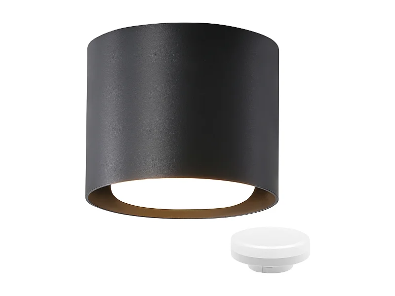 NETTLIFE Plafondspot LED zwart: Ronde uitstekende plafondverlichting, aluminium, 230V, gloeilamp GX53 5W 3000K, voor kamer, gang.