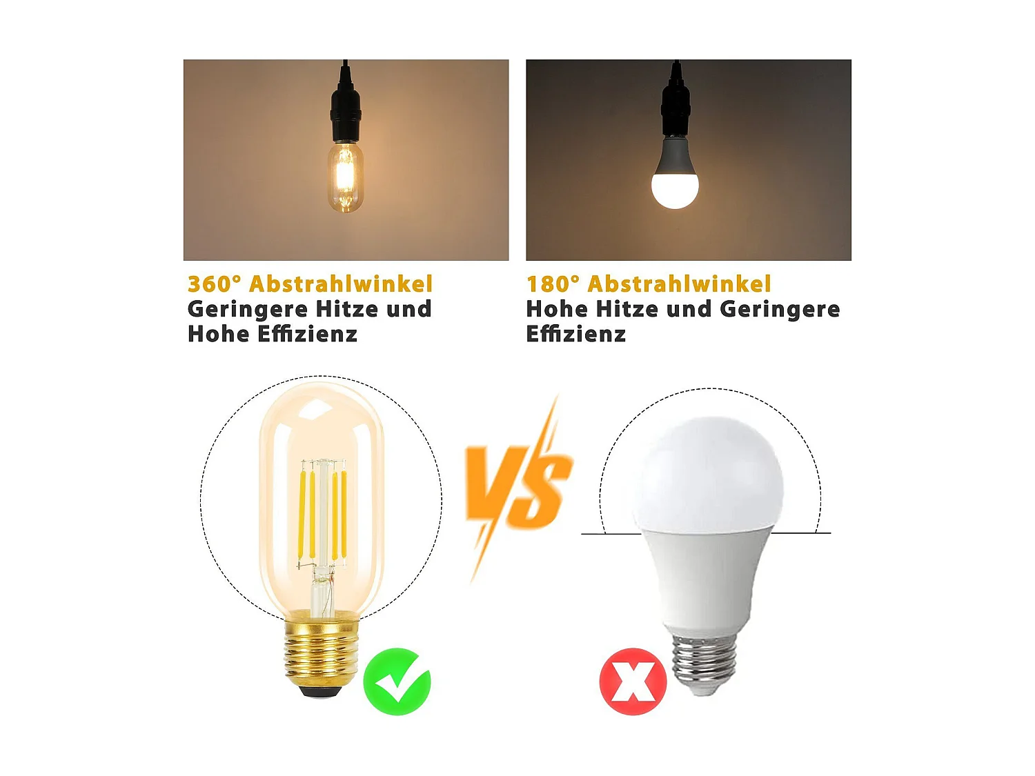 NETTLIFE Lot de 4 ampoules LED E27 blanc chaud vintage T45 4W 2700K style Edison économie d'énergie ampoules en verre