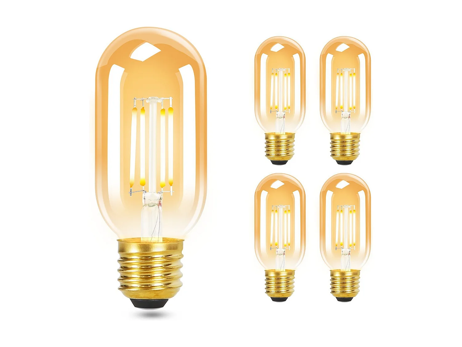NETTLIFE 4 - Stück - Set von LED - Glühbirnen E27, warmweiß, Vintage - Stil T45, 4W, 2700K, Edison - Art, energieeffizient, Glasbirnen.