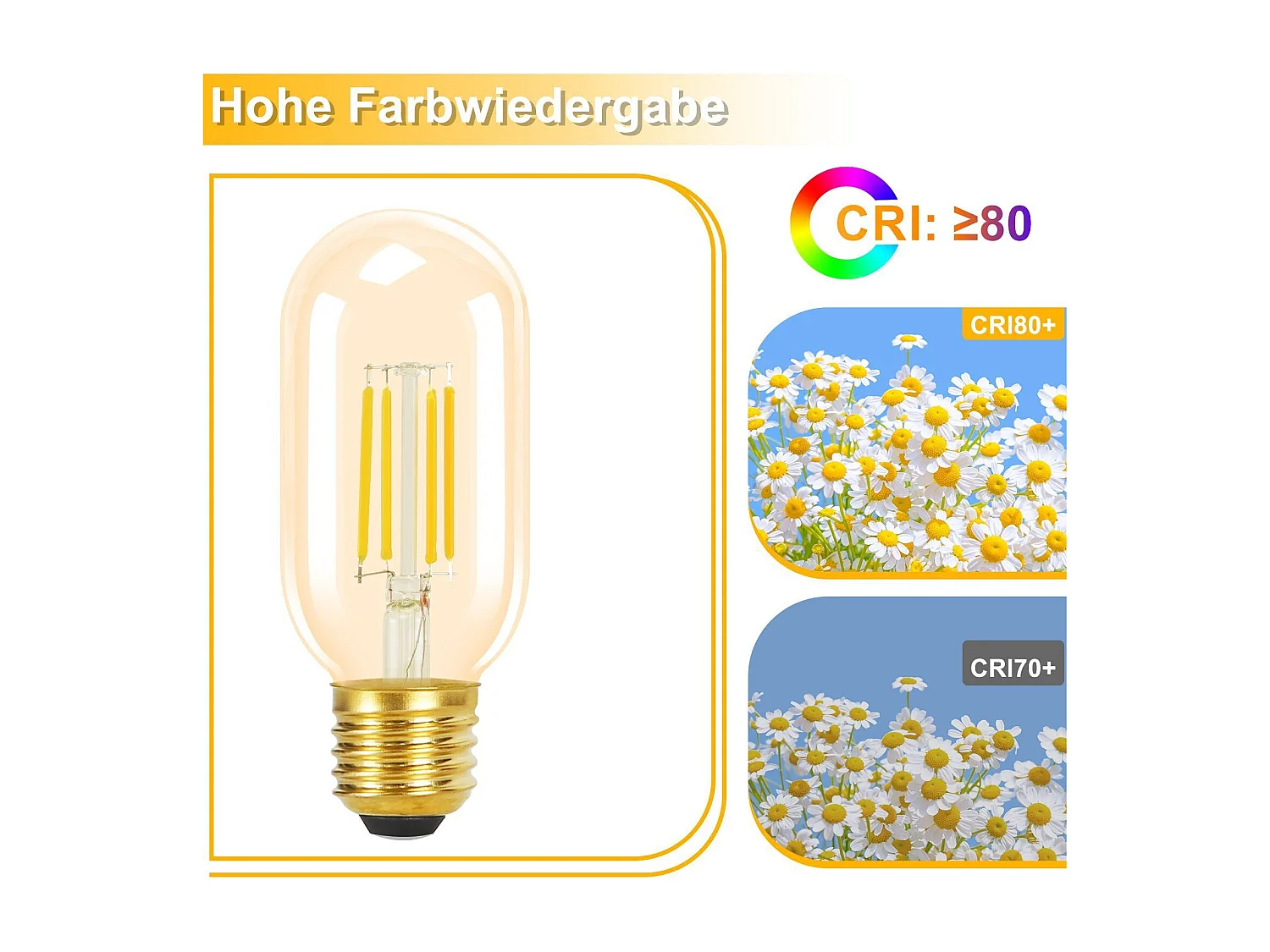 NETTLIFE 4 - Stück - Set von LED - Glühbirnen E27, warmweiß, Vintage - Stil T45, 4W, 2700K, Edison - Art, energieeffizient, Glasbirnen.