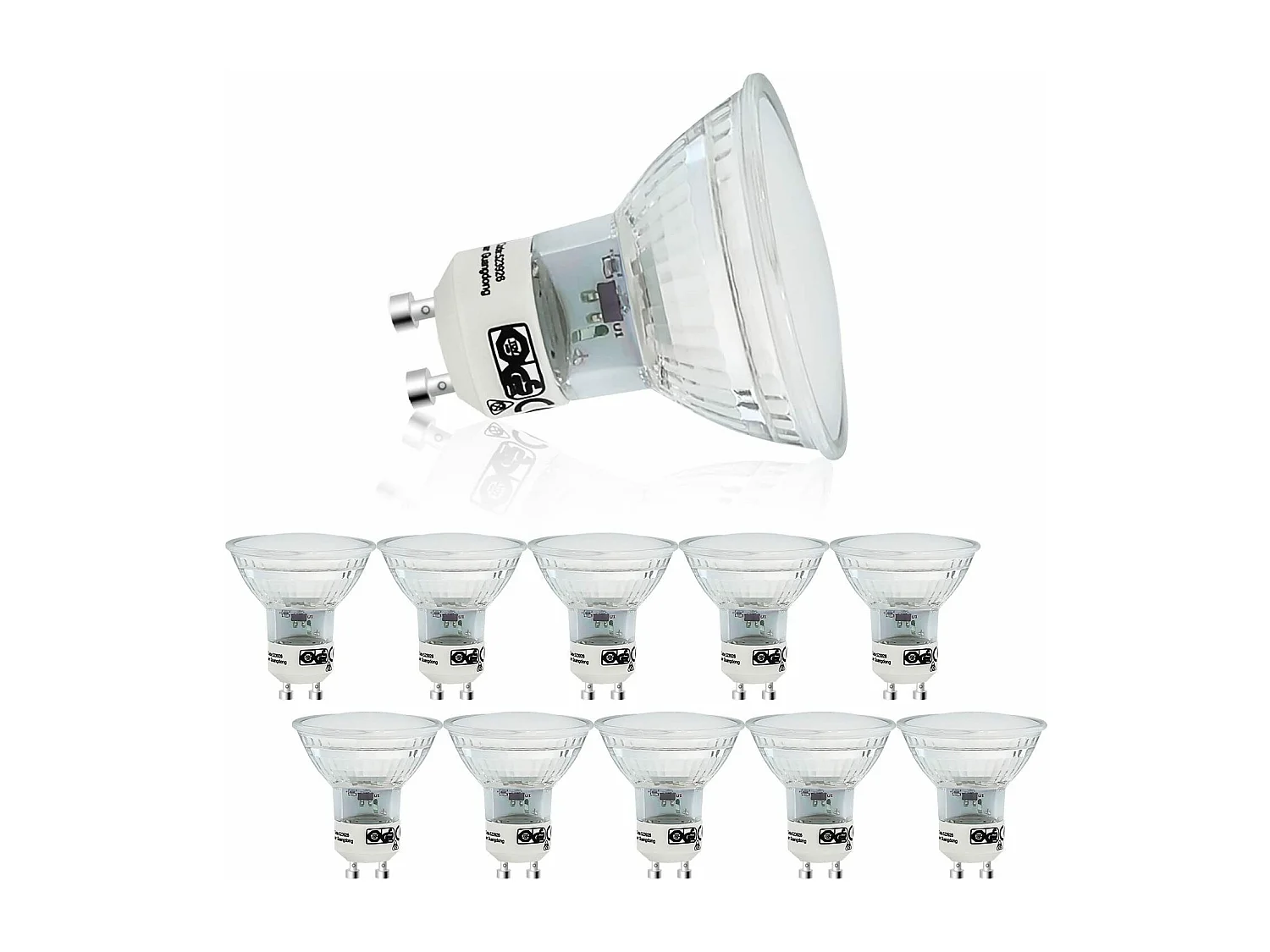 NETTLIFE Pakket van 10 LED - GU10 - lampenstekkers, witte warmte, 4W - PAR16 - inbouwspotjes, straalhoek 120°, verlichting 3000K, keukenlamp, plafondlamp.