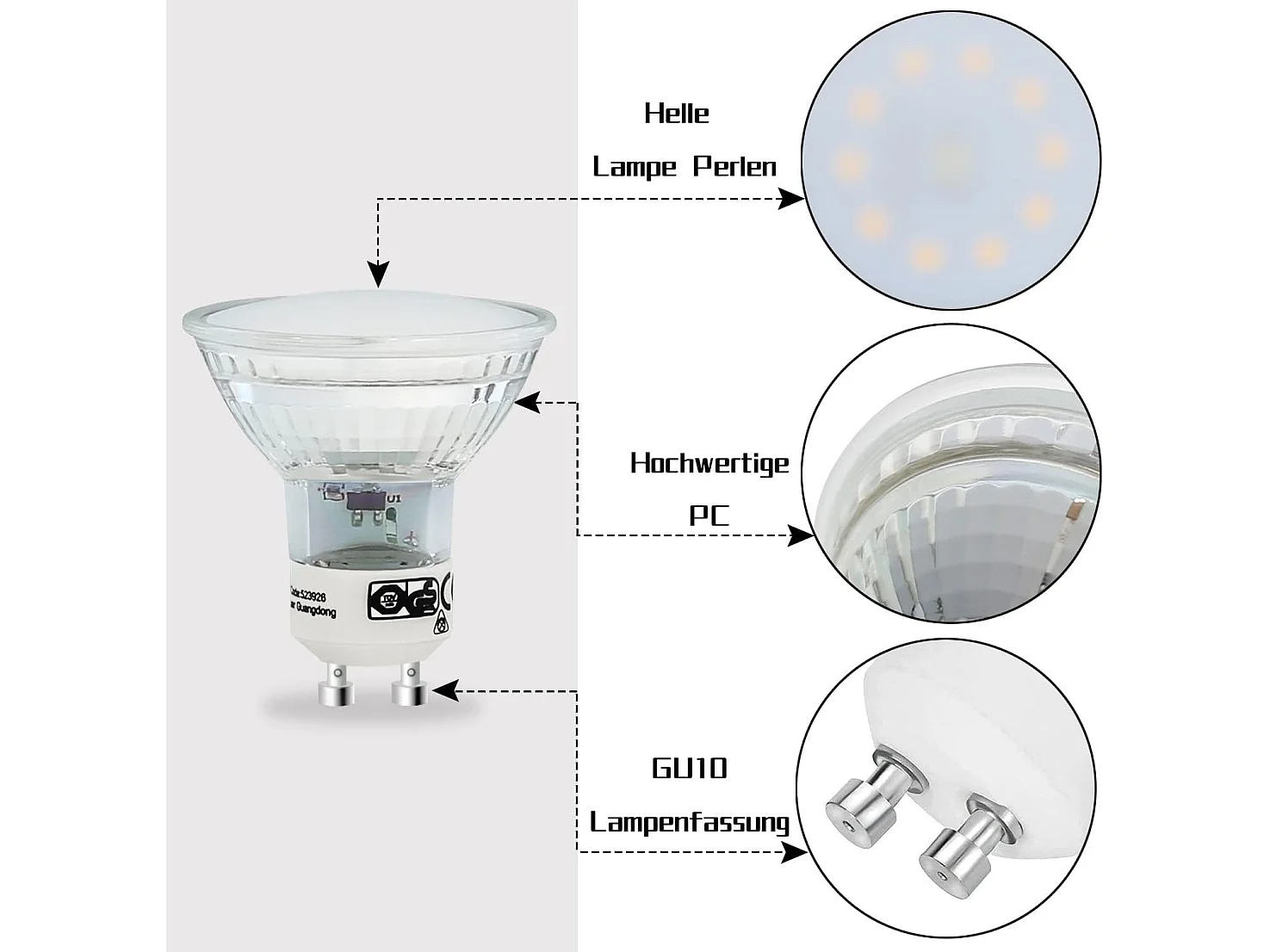 NETTLIFE Pakket van 10 LED - GU10 - lampenstekkers, witte warmte, 4W - PAR16 - inbouwspotjes, straalhoek 120°, verlichting 3000K, keukenlamp, plafondlamp.