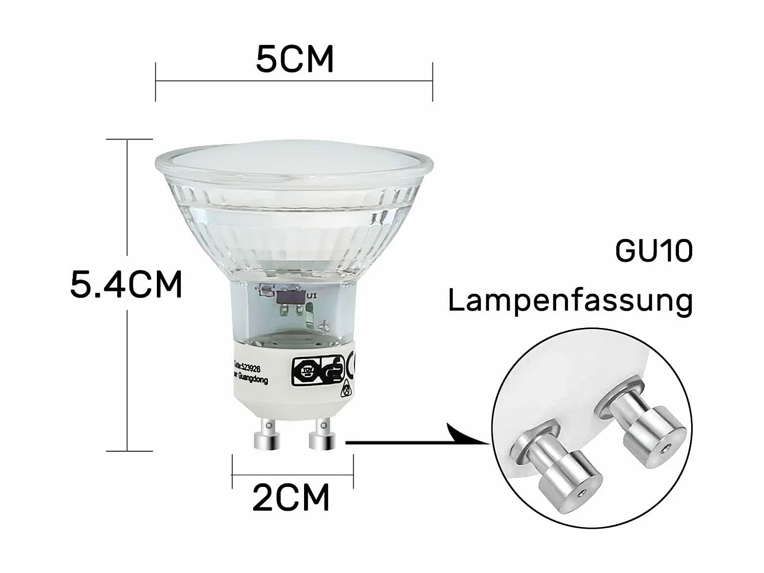 NETTLIFE Pakket van 10 LED - GU10 - lampenstekkers, witte warmte, 4W - PAR16 - inbouwspotjes, straalhoek 120°, verlichting 3000K, keukenlamp, plafondlamp.
