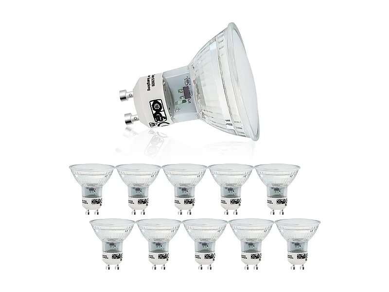 NETTLIFE Pack de 10 Bombillas LED GU10 de Color Blanco Cálido 4W - Foco Empotrable PAR16 Iluminación de Ángulo de Haz de 120° 3000K