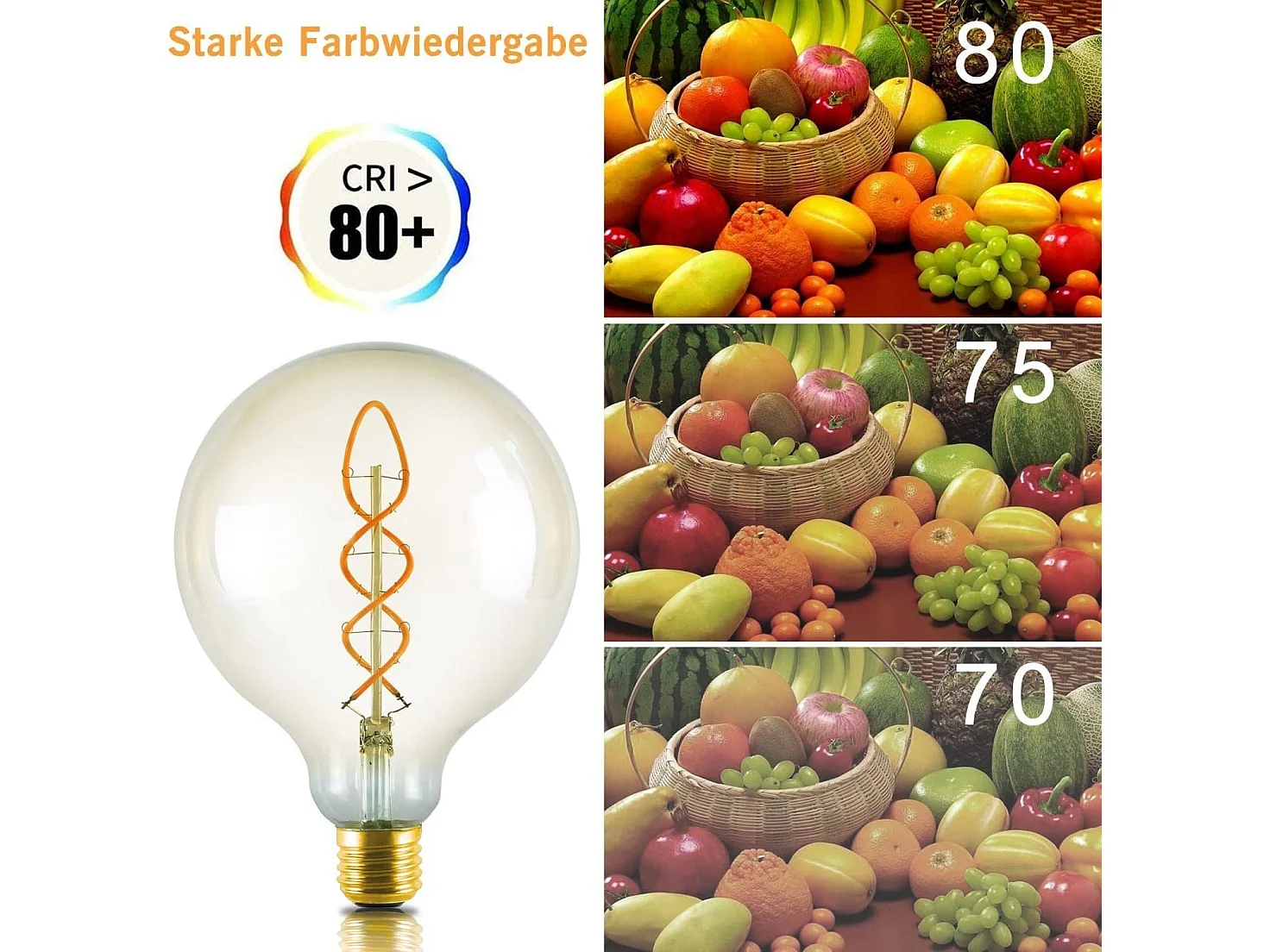 NETTLIFE LED - E27 - G125 - grote, retro - Edison, witte warme filament - decoratieve gloeilampje - 4W - nostalgisch licht - energiebesparend.