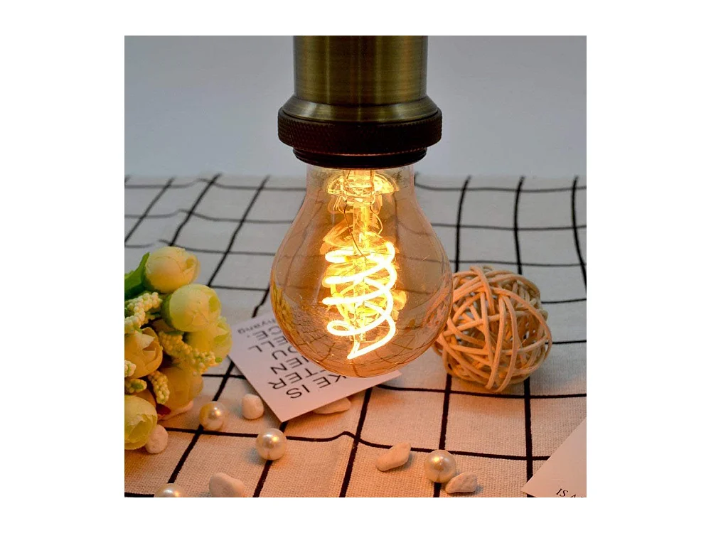 NETTLIFE Lot de 1 ampoules LED E27 vintage : ampoule à filament blanc chaud A60 2200K Edison rétro 4W décorative antique économie d'énergie éclairage