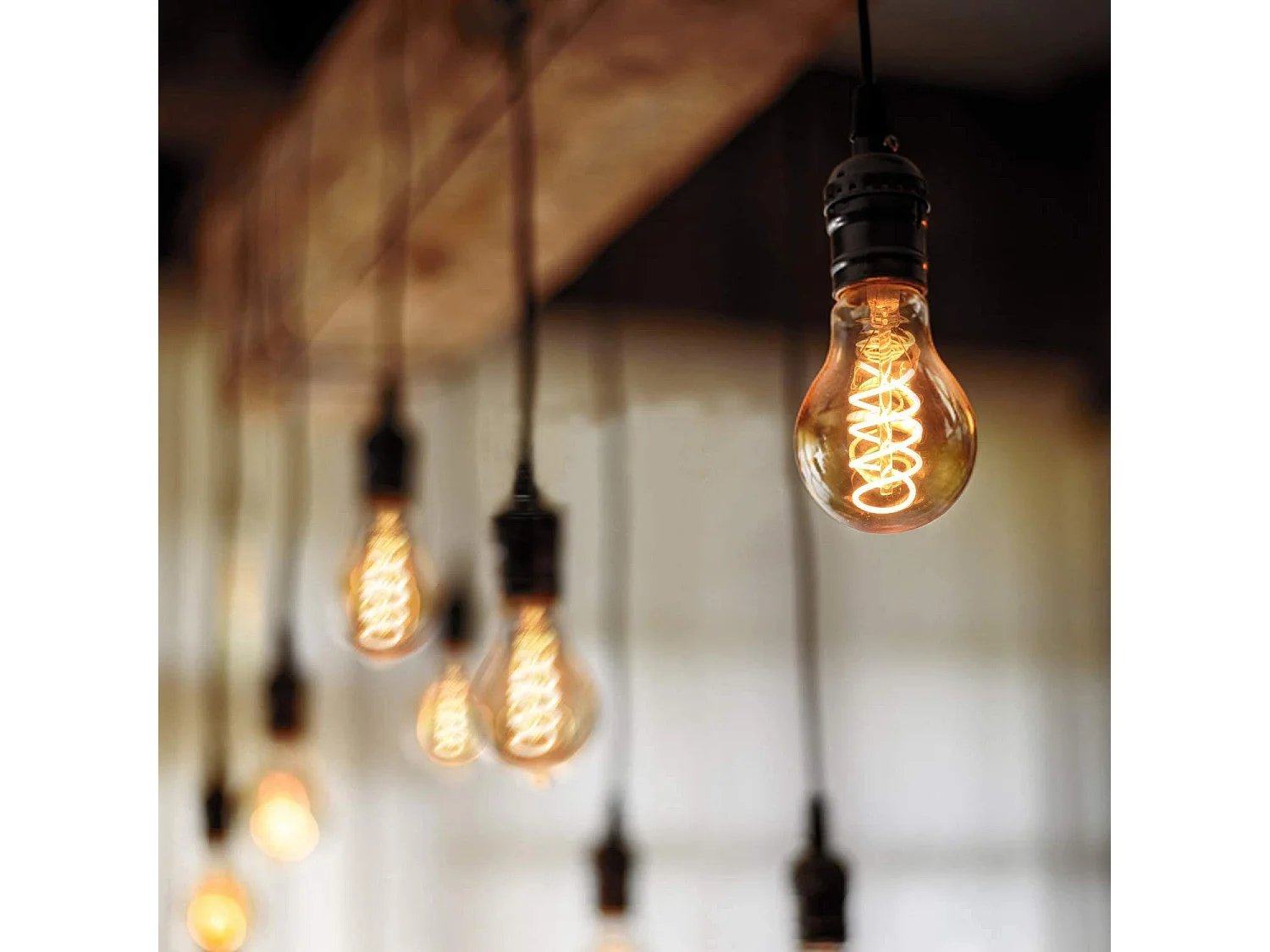 NETTLIFE Juego 1 Bombilla LED Vintage E27, Filamento Blanco Cálido A60 2200K Edison Retro 4W, Iluminación Decorativa, Ahorro Energía