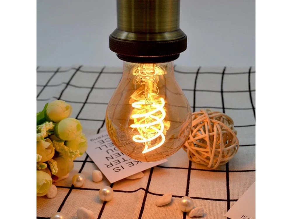 NETTLIFE Lot de 1 ampoules LED E27 vintage : ampoule à filament blanc chaud A60 2200K Edison rétro 4W décorative antique économie d'énergie éclairage