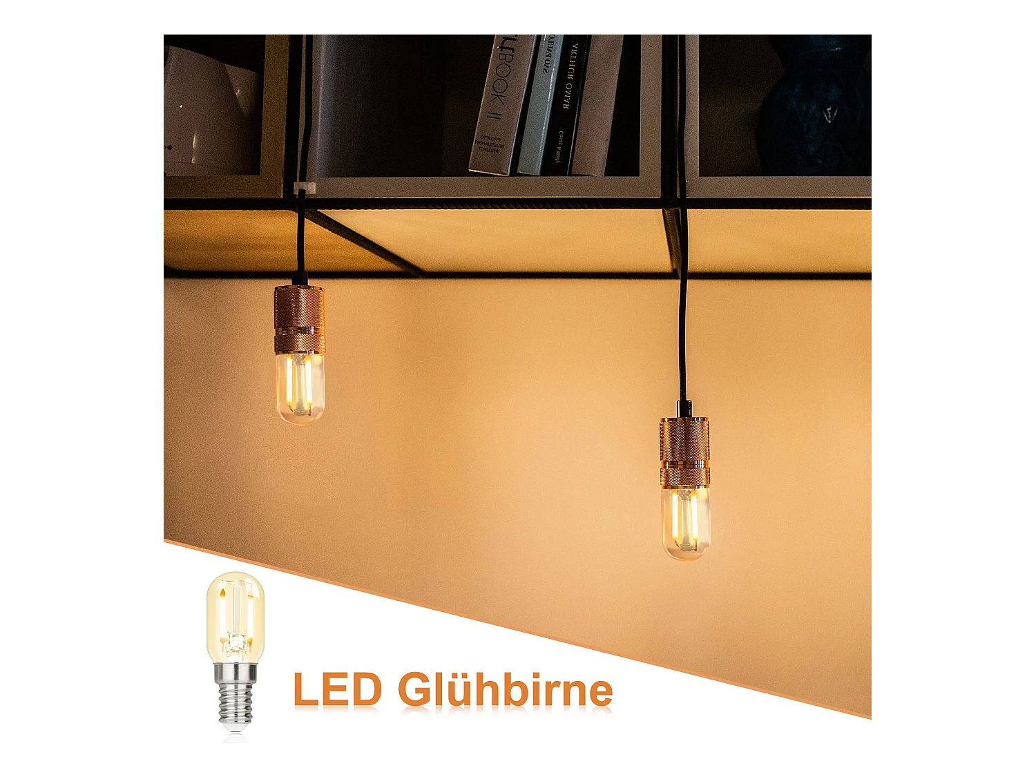 4 E14 LED Lampen Warmweiß Vintage T22 Retro Lampen 2W 2700K passend für Lampenfassungen