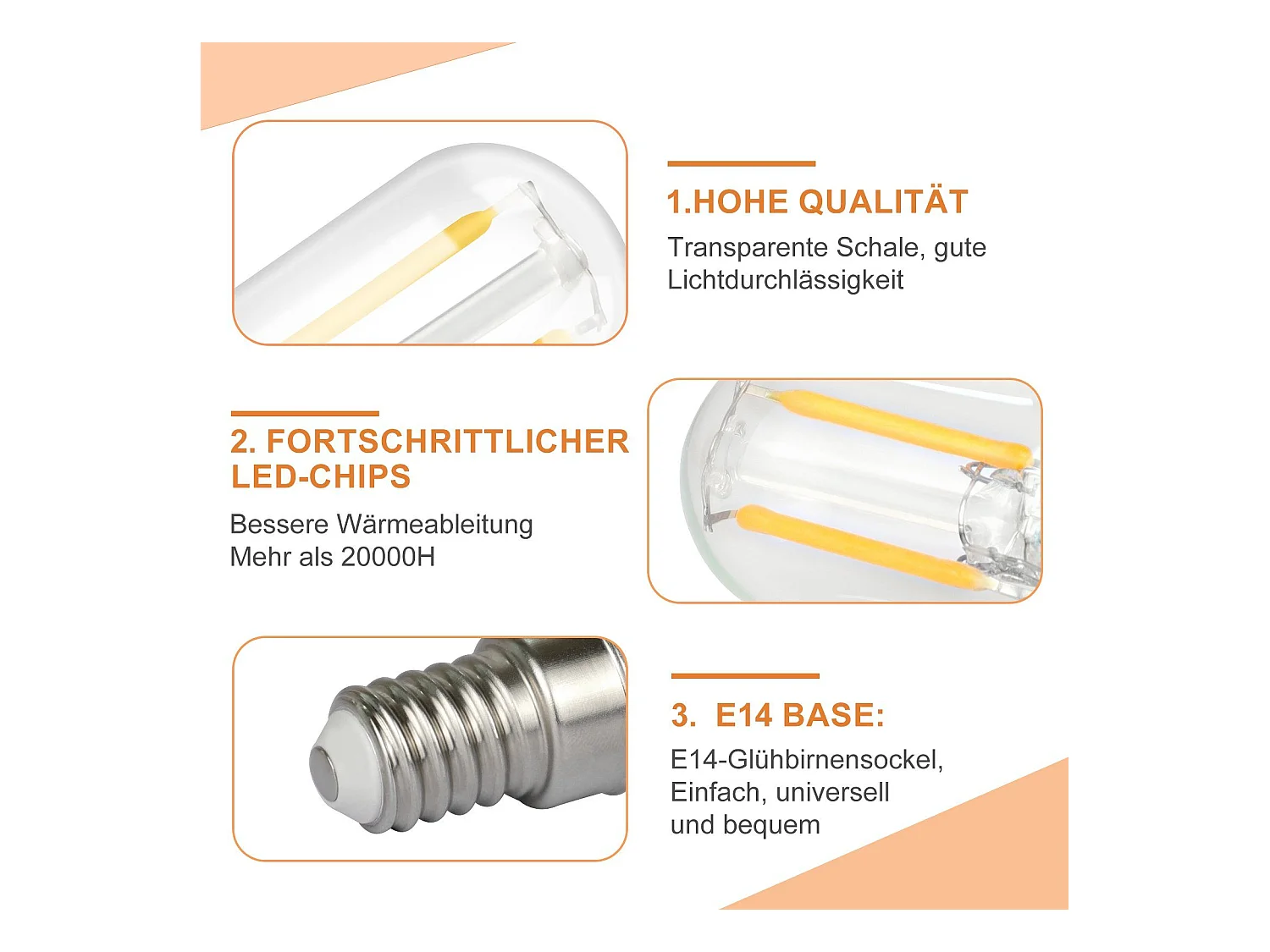 4 E14 LED Lampen Warmweiß Vintage T22 Retro Lampen 2W 2700K passend für Lampenfassungen