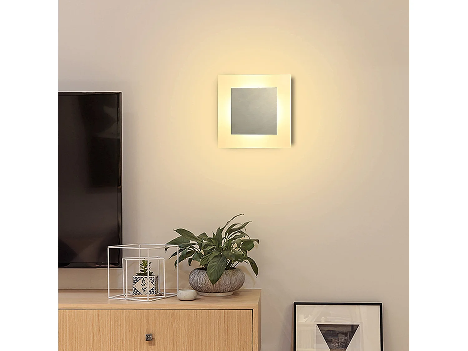 NETTLIFE Kinkiet wewnętrzny LED nowoczesny kinkiet 3000K ciepła biel żelaza i akrylu Ø16cm 7W lampa do przedpokoju