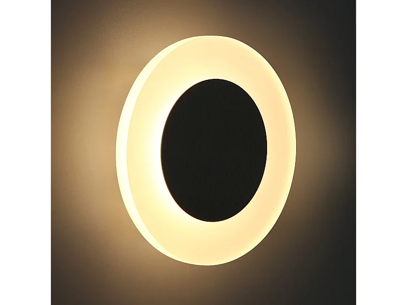 NETTLIFE LED lampe murale d'intérieur éclairage mural moderne 3000K blanc chaud en fer et acrylique Ø16cm 7W lampe de couloir