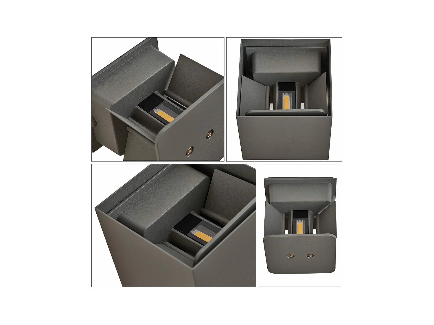 NETTLIFE Applique LED 5W ,2 pièces-Lampe Murale Extérieur/Intérieure  gris,double faisceau réglable étanche IP65 230V 3000K