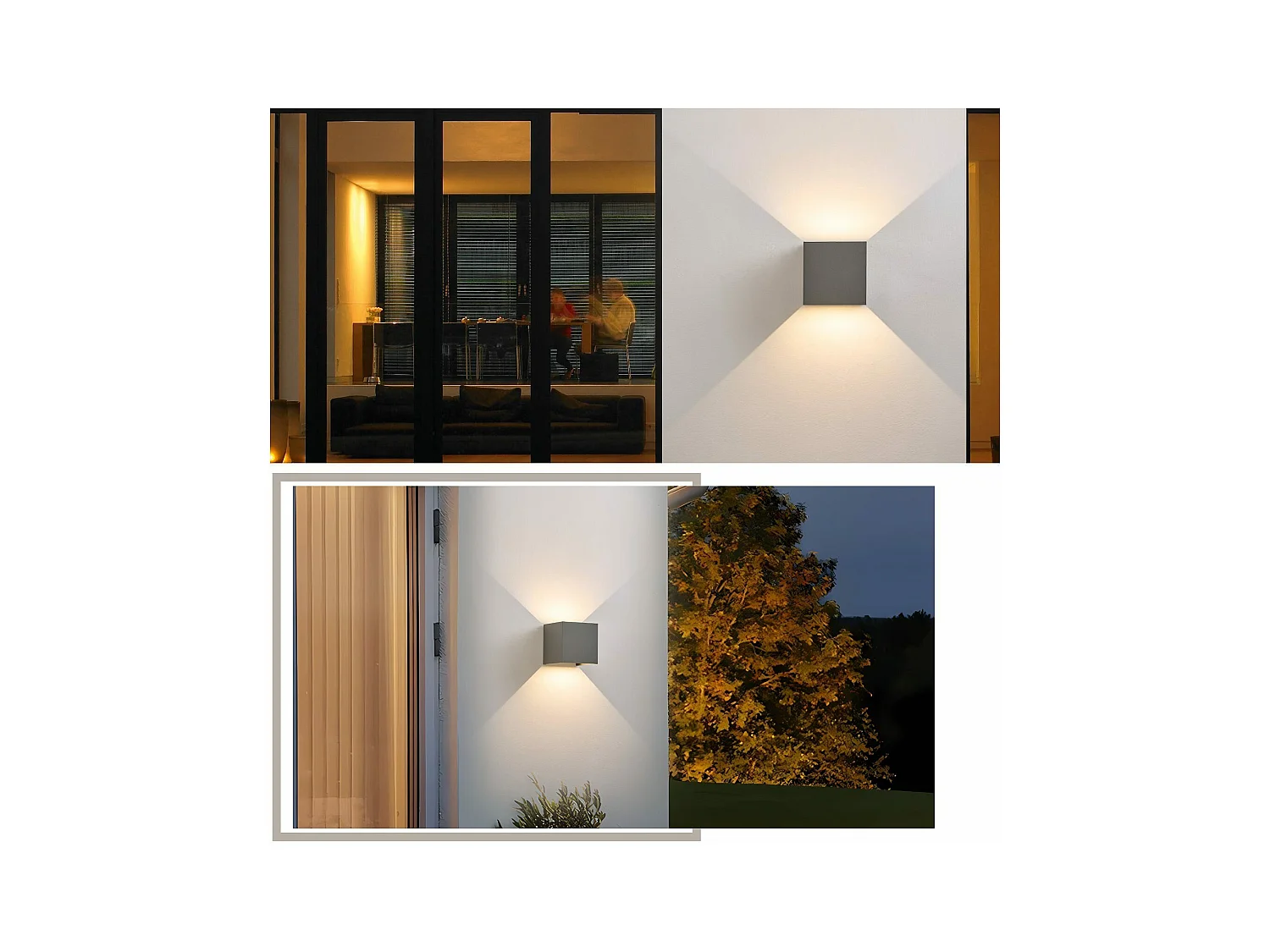 NETTLIFE Applique LED 5W ,2 pièces-Lampe Murale Extérieur/Intérieure  gris,double faisceau réglable étanche IP65 230V 3000K