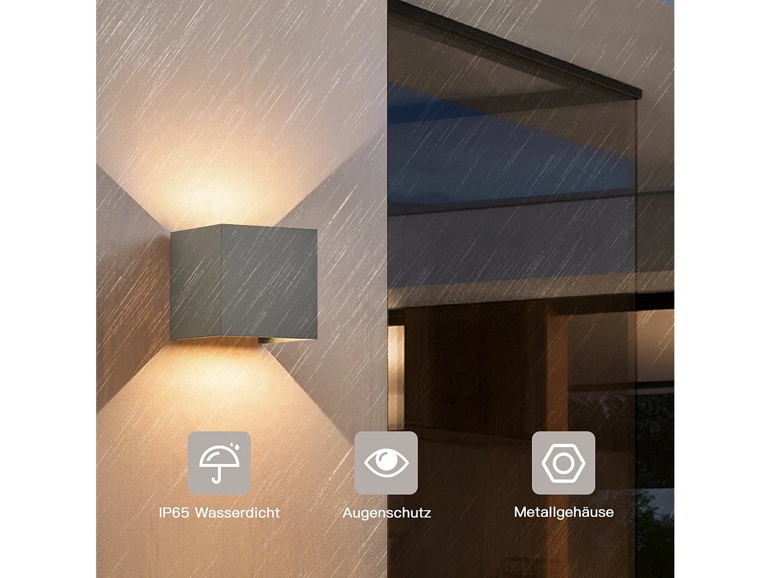 NETTLIFE Applique LED 5W ,2 pièces-Lampe Murale Extérieur/Intérieure  gris,double faisceau réglable étanche IP65 230V 3000K