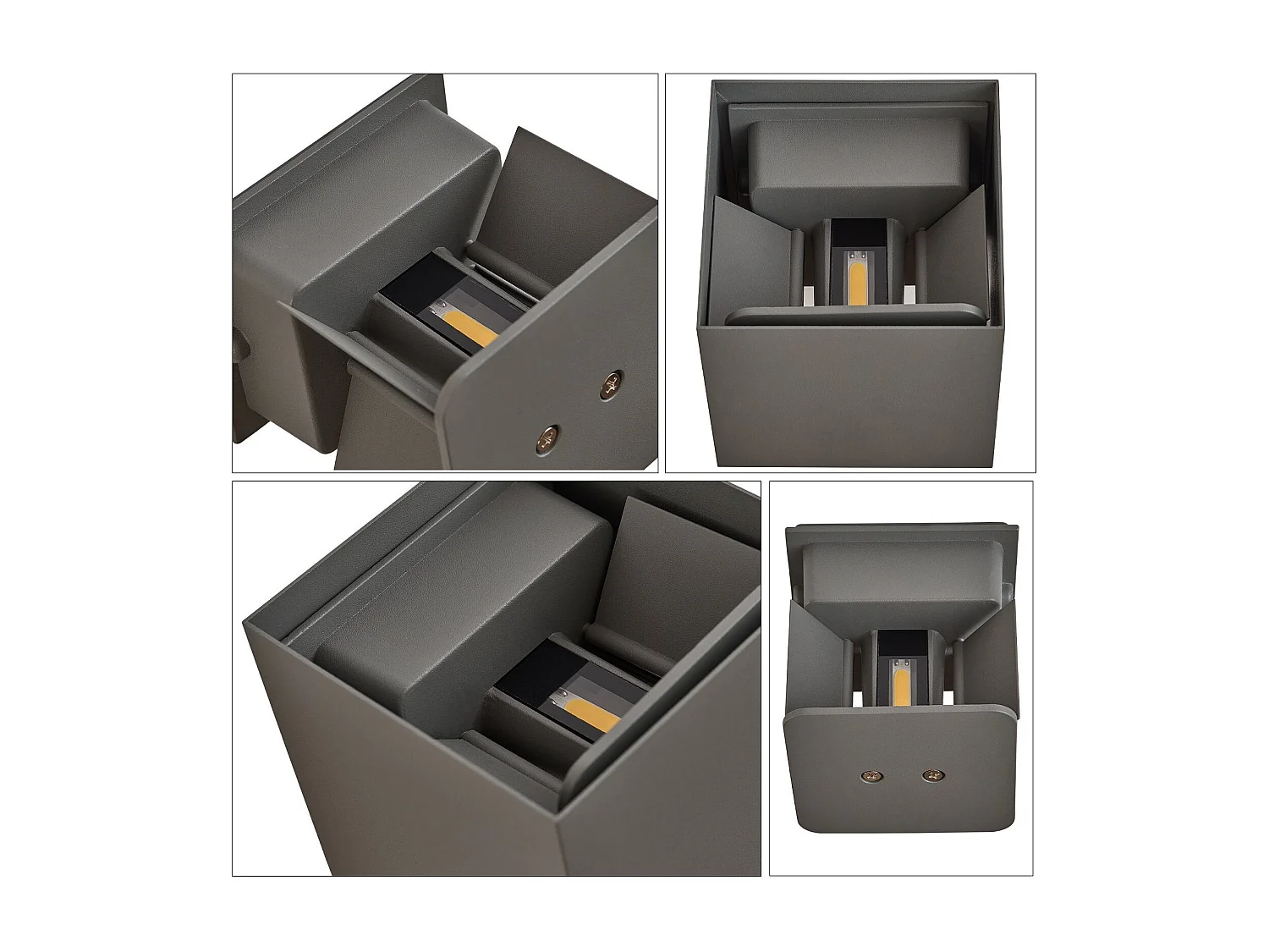 NETTLIFE Applique LED 5W ,2 pièces-Lampe Murale Extérieur/Intérieure  gris，double faisceau réglable étanche IP65 230V 3000K