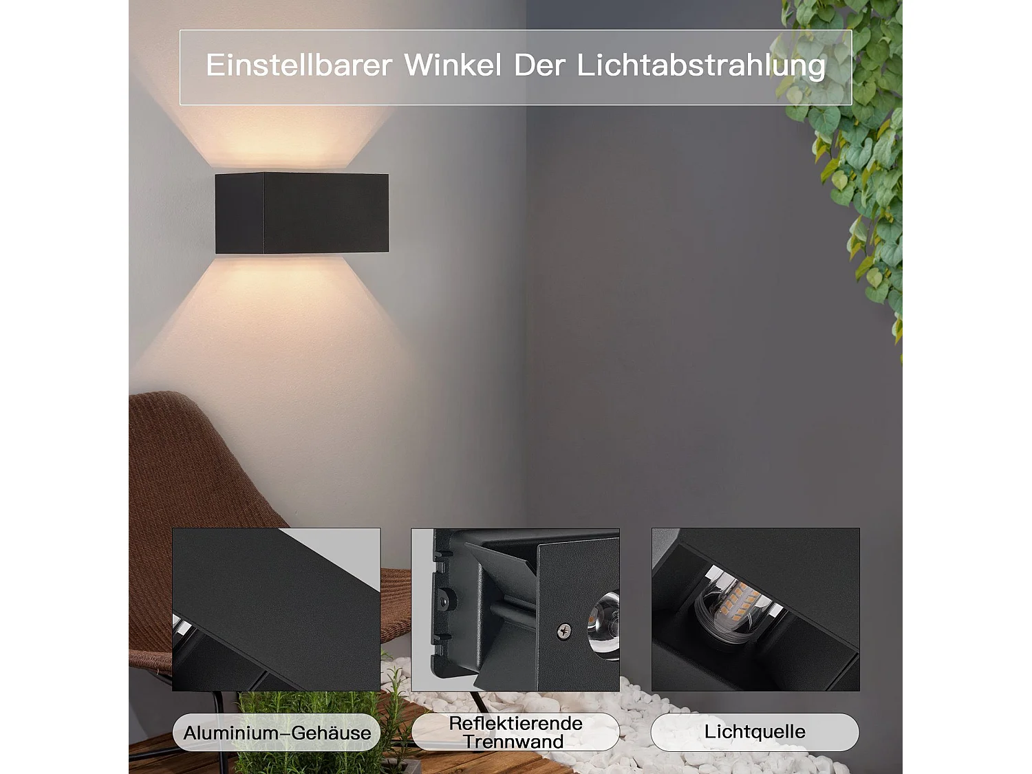 NETTLIFE 4 Lampes Murales Extérieures LED Noires, Éclairage Ascendant/Descendant, IP65, Lumière Blanche Chaude G9