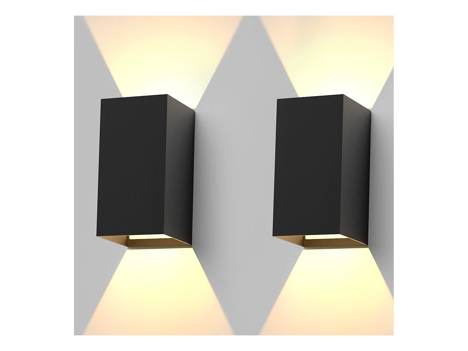 NETTLIFE Set van 2 buiten- en binnenwand LED - plakken: zwart muurverlichting, buitenlamp, huiswand, 5 W, IP65, warm wit 3000 K.