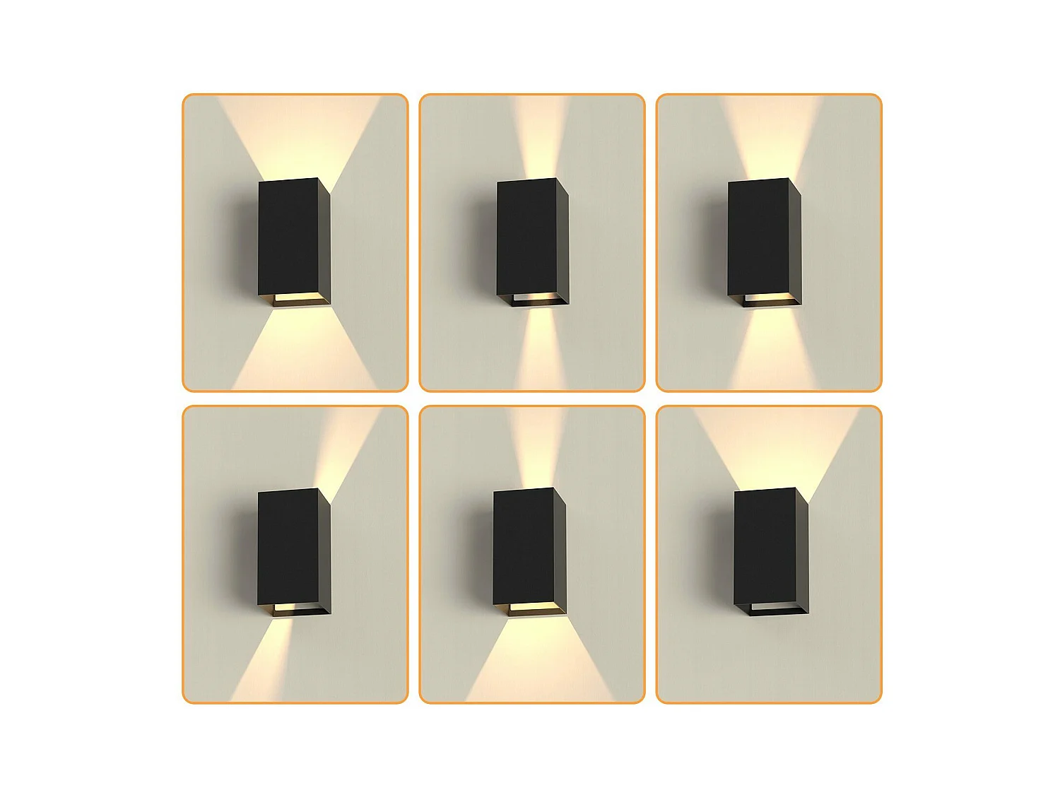 NETTLIFE Lot de 2 Applique murale LED extérieure et l'intérieur :  éclairage mural noir, lampe d'extérieur, mur de maison 5 W IP65 blanc chaud 3000 K