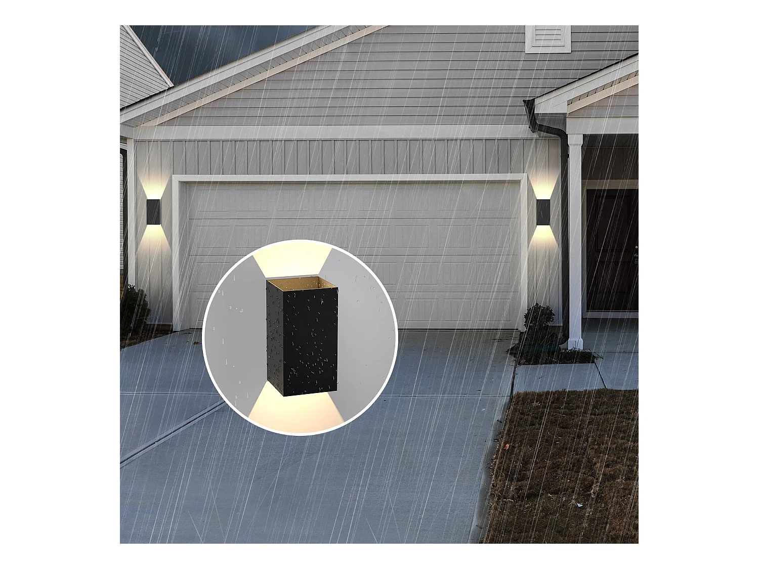 NETTLIFE Lot de 2 Applique murale LED extérieure et l'intérieur :  éclairage mural noir, lampe d'extérieur, mur de maison 5 W IP65 blanc chaud 3000 K
