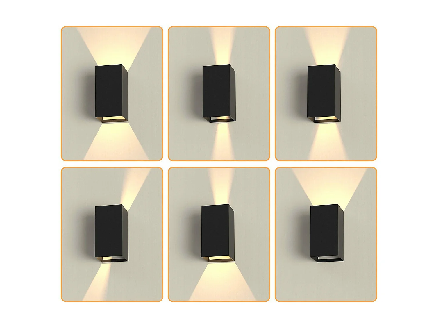 NETTLIFE Lot de 2 Applique murale LED extérieure et l'intérieur :  éclairage mural noir, lampe d'extérieur, mur de maison 5 W IP65 blanc chaud 3000 K