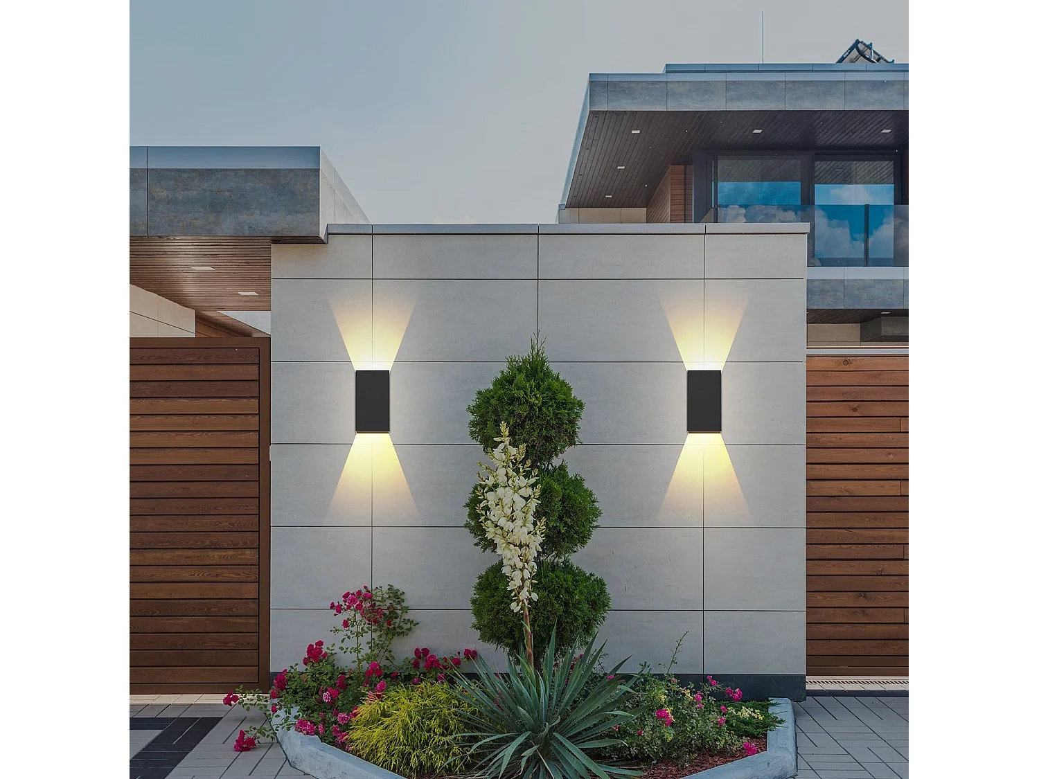 NETTLIFE Zestaw 2 kinkietów LED, zewnętrznych i wewnętrznych: czarne oświetlenie ścienne, lampa zewnętrzna, ściana domu 5 W IP65 ciepła biel 3000 K