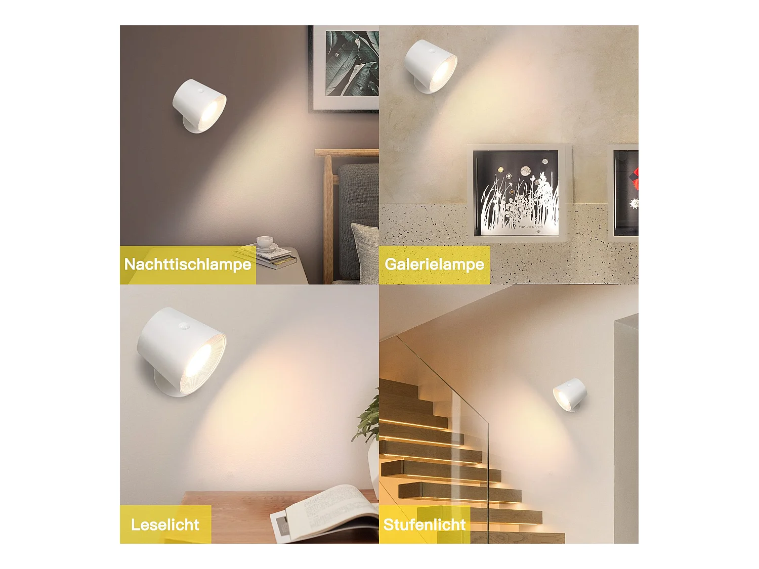 NETTLIFE Lot de 2 Applique Murale Intérieur Cage en Métal，Dimmable Moderne 360°orientable Plafonnier en Métal Design fig Blanc