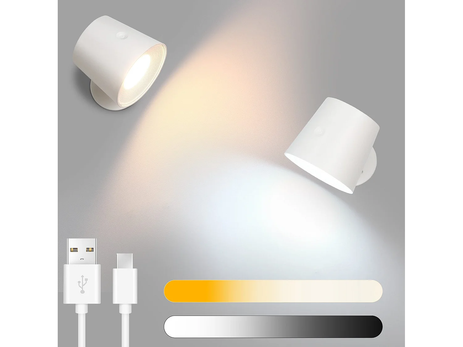 NETTLIFE Lot de 2 Applique Murale Intérieur Cage en Métal，Dimmable Moderne 360°orientable Plafonnier en Métal Design fig Blanc