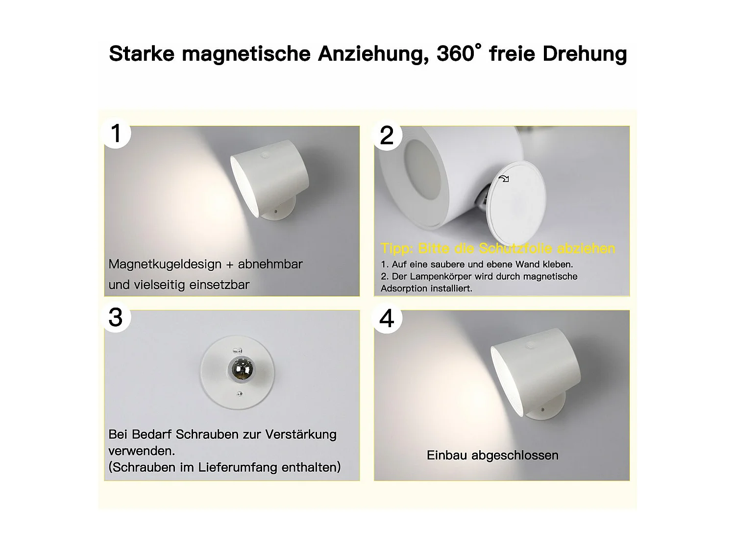 NETTLIFE Lot de 2 Applique Murale Intérieur Cage en Métal，Dimmable Moderne 360°orientable Plafonnier en Métal Design fig Blanc