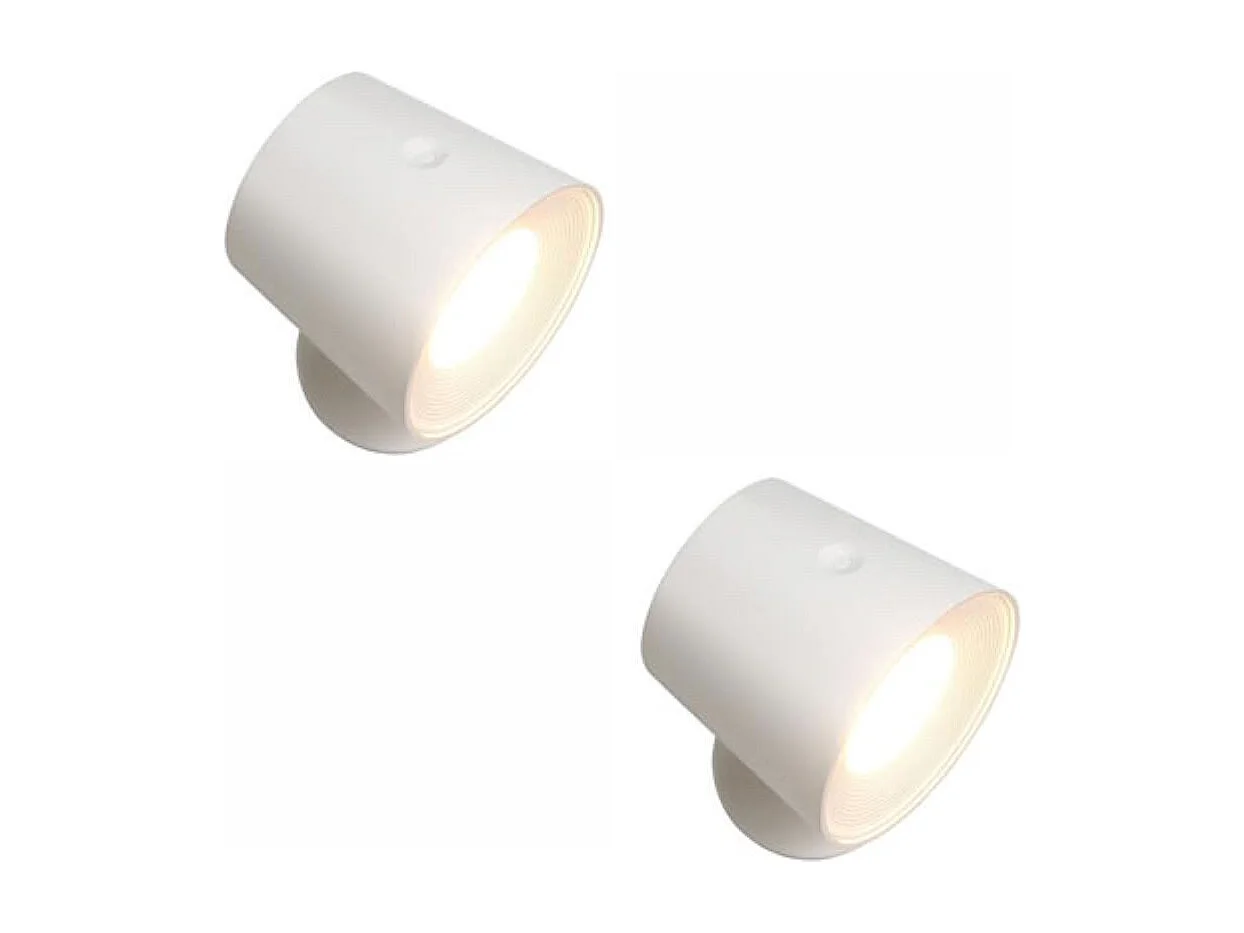 NETTLIFE Lot de 2 Applique Murale Intérieur Cage en Métal，Dimmable Moderne 360°orientable Plafonnier en Métal Design fig Blanc