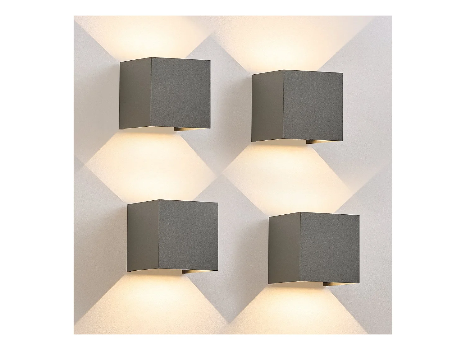 NETTLIFE Applique LED 5W,4 pièces -Lampe Murale Extérieur/Intérieure gris，double faisceau réglable étanche IP65 230V 3000K