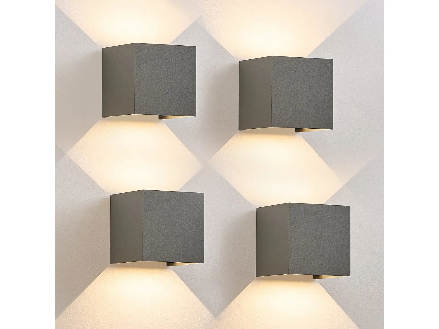 NETTLIFE Applique LED 5W,4 pièces -Lampe Murale Extérieur/Intérieure gris,double faisceau réglable étanche IP65 230V 3000K