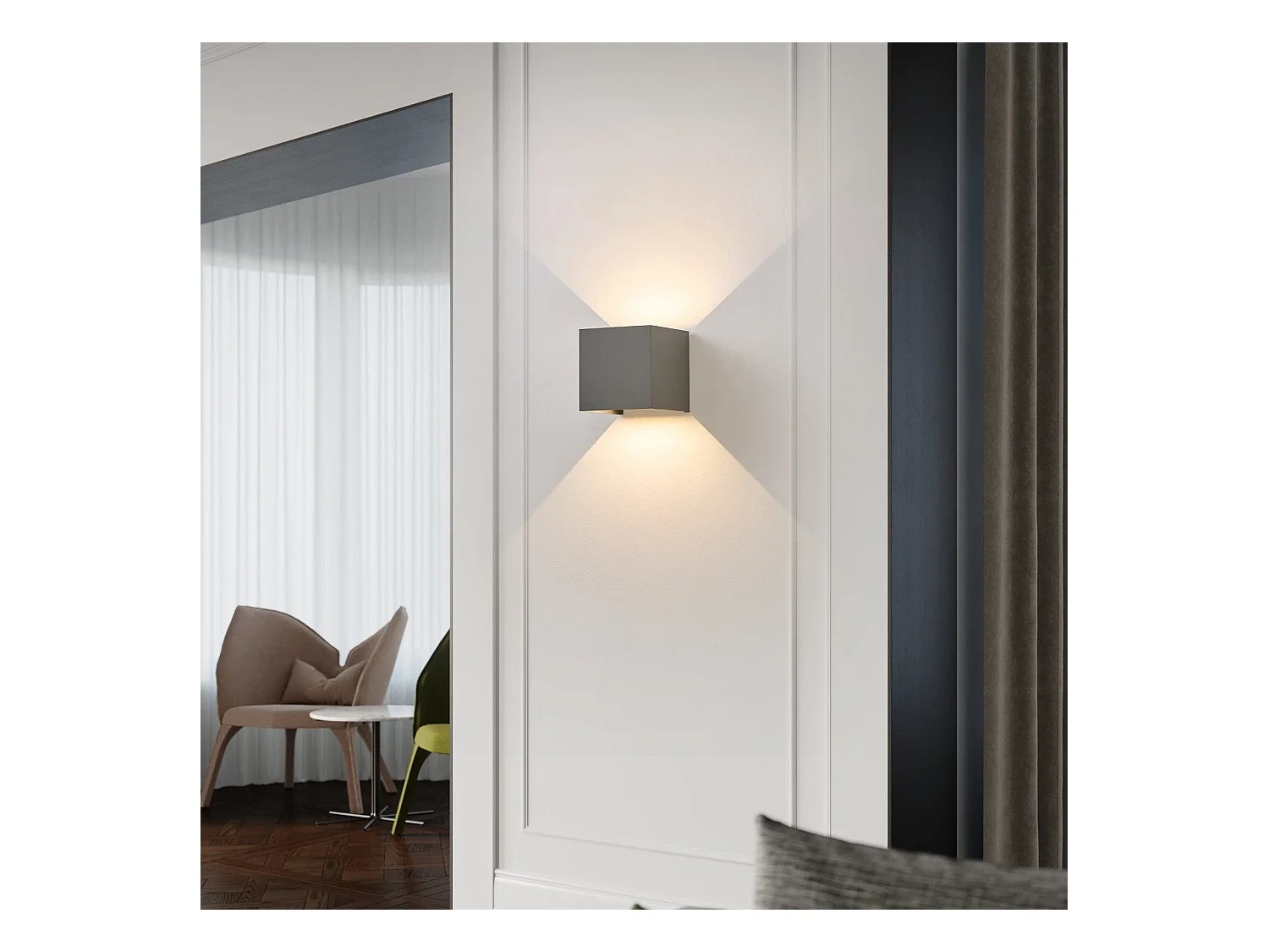 NETTLIFE Applique LED 5W,4 pièces -Lampe Murale Extérieur/Intérieure gris,double faisceau réglable étanche IP65 230V 3000K