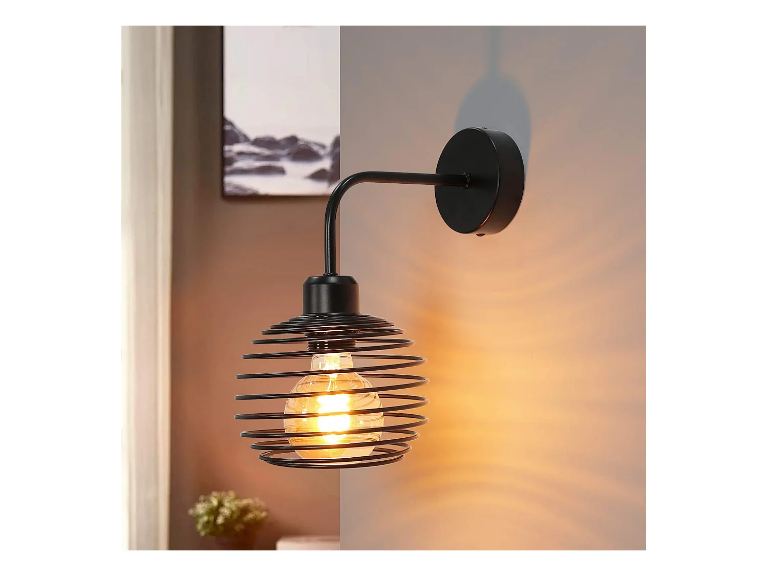 NETTLIFE applique murale vintage lampe d'intérieur éclairage mural rétro lampe de couloir noire E27