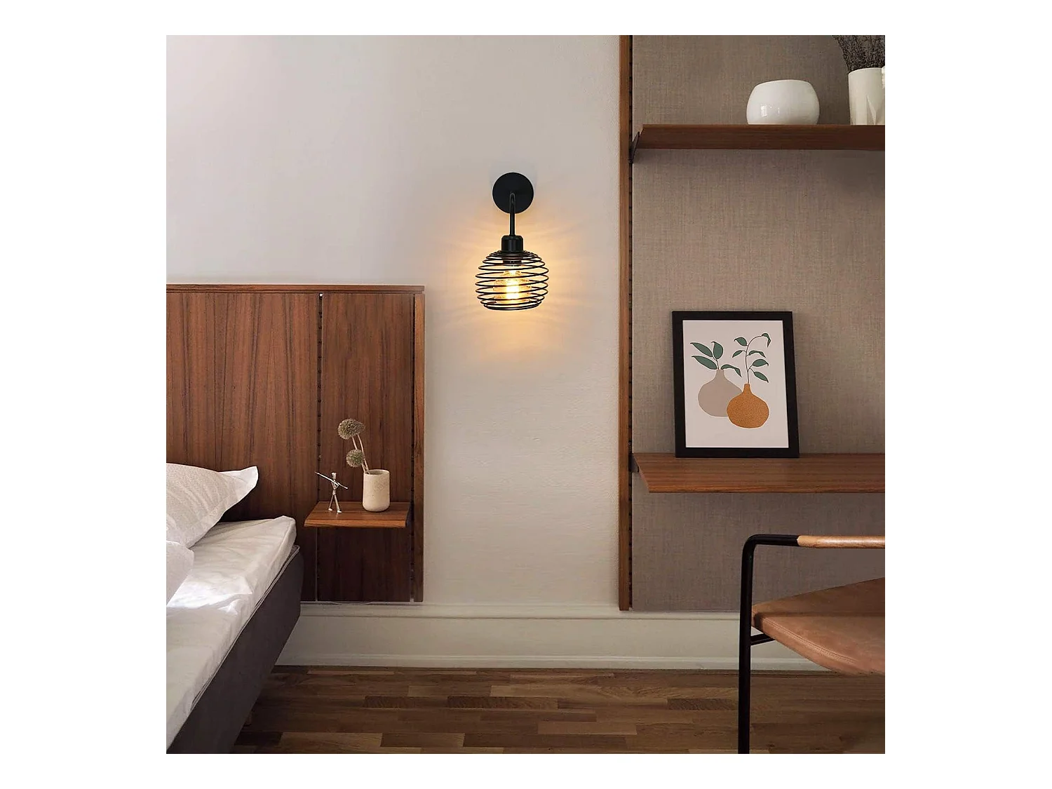 NETTLIFE applique murale vintage lampe d'intérieur éclairage mural rétro lampe de couloir noire E27