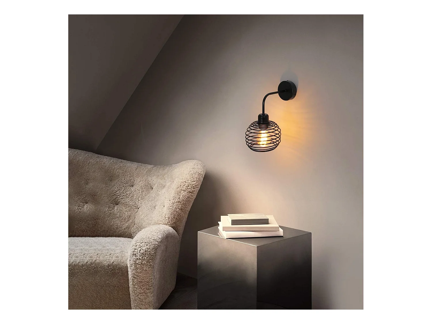 NETTLIFE applique murale vintage lampe d'intérieur éclairage mural rétro lampe de couloir noire E27