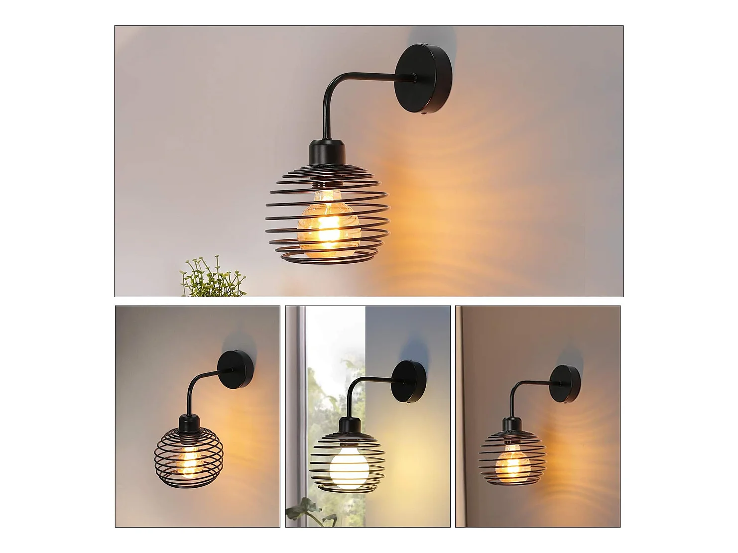 NETTLIFE applique murale vintage lampe d'intérieur éclairage mural rétro lampe de couloir noire E27