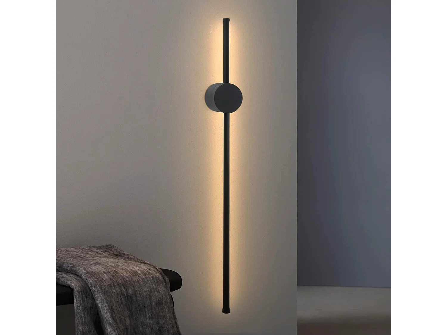NETTLIFE Inwendige LED -wandapparaat - 60 cm - Moderne zwarte design - ganglamp - Warm wit 3000 K - Keukenlamp