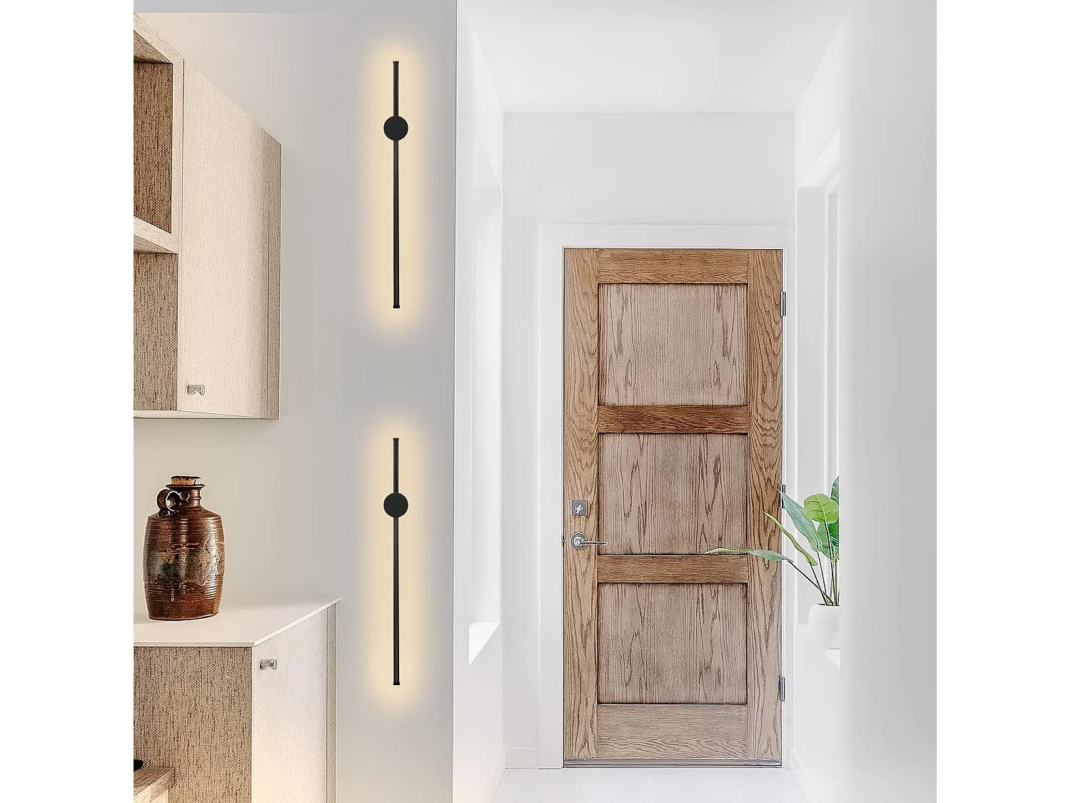 NETTLIFE Inwendige LED -wandapparaat - 60 cm - Moderne zwarte design - ganglamp - Warm wit 3000 K - Keukenlamp