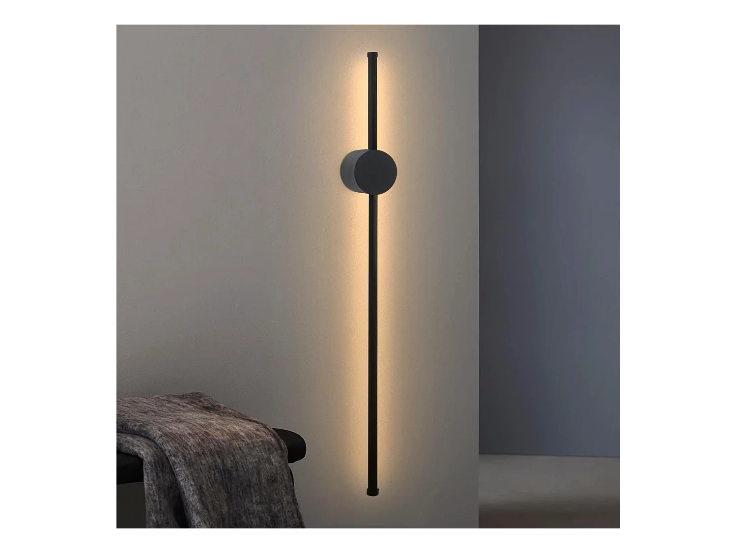 NETTLIFE Applique murale LED d'intérieur - 60 cm - Lampe de couloir moderne noire design - Blanc chaud 3000 K - Lampe de cuisine
