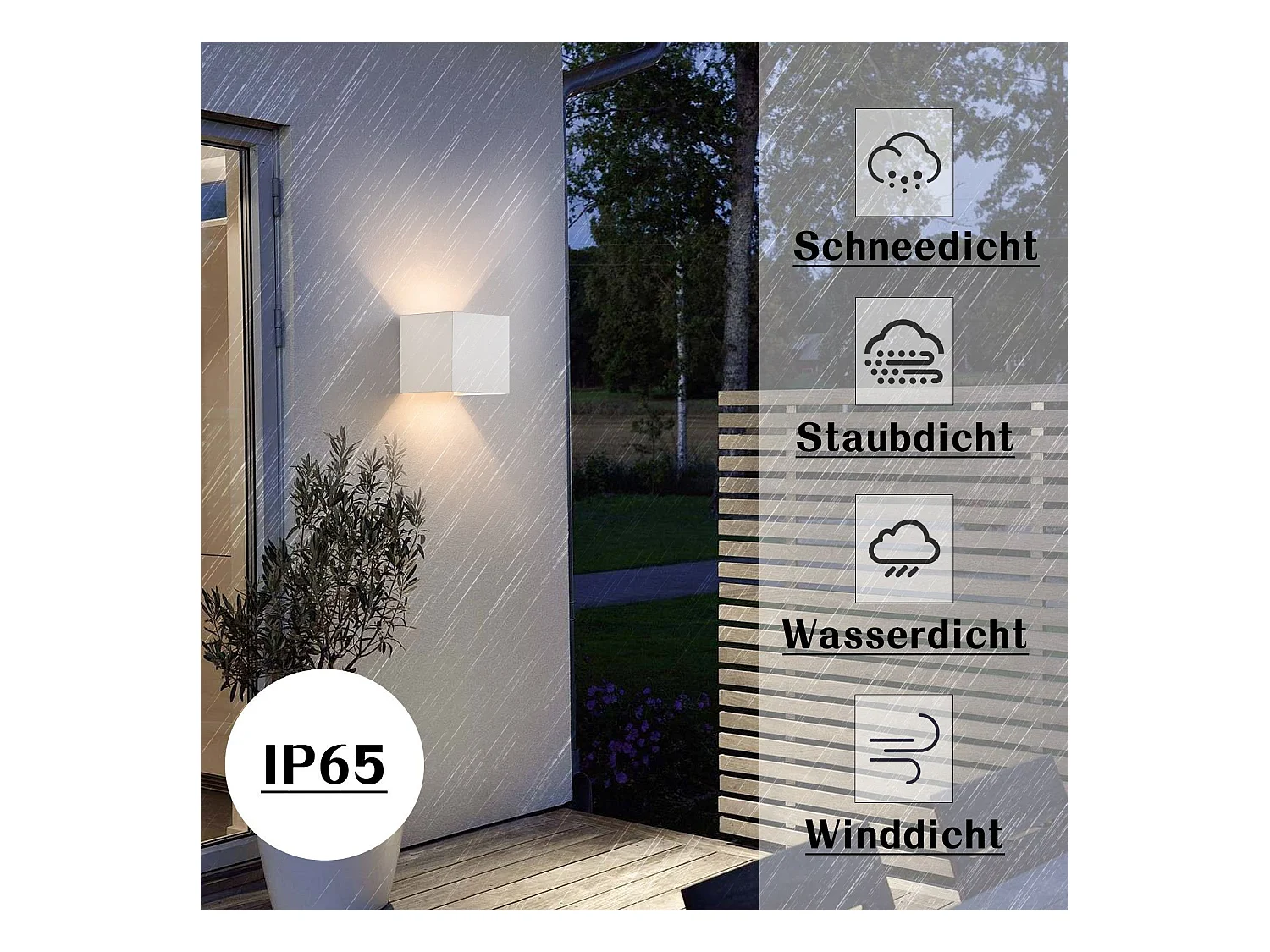 NETTLIFE Applique muur LED voor binnen en buiten, warm wit IP65, voor huis, slaapkamer, gang, trapruimte.