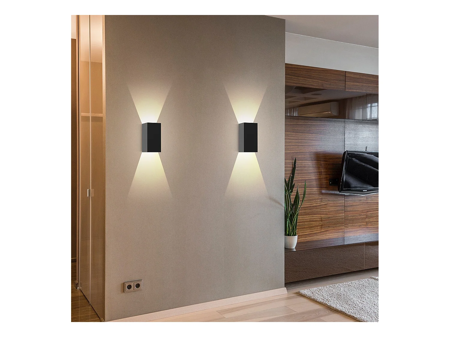 NETTLIFE Applique murale LED extérieure et l'intérieur :  éclairage mural noir, lampe d'extérieur, mur de maison 5 W IP65 blanc chaud 3000 K