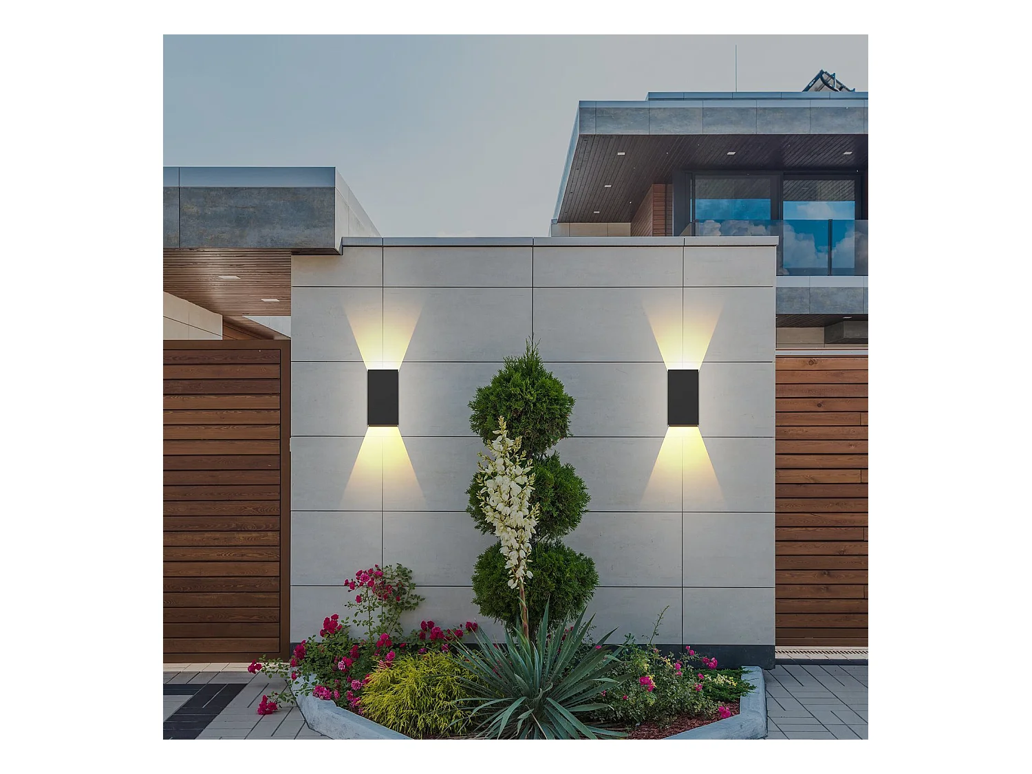 NETTLIFE Applique murale LED extérieure et l'intérieur :  éclairage mural noir, lampe d'extérieur, mur de maison 5 W IP65 blanc chaud 3000 K