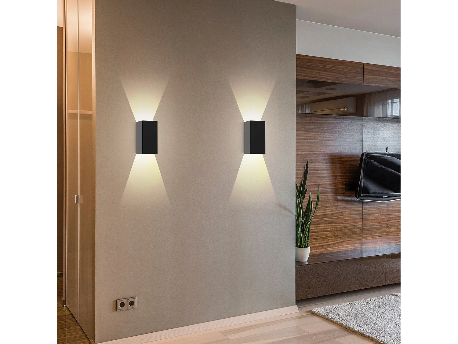 NETTLIFE Applique murale LED extérieure et l'intérieur :  éclairage mural noir, lampe d'extérieur, mur de maison 5 W IP65 blanc chaud 3000 K