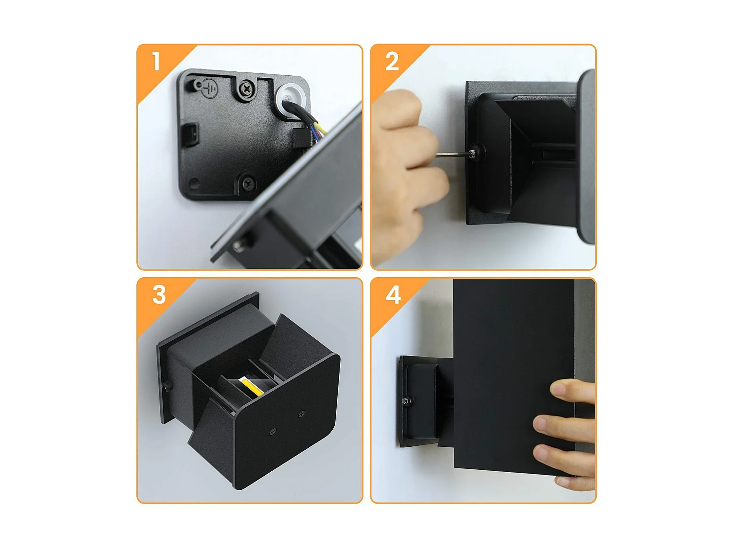 NETTLIFE Applique murale LED extérieure et l'intérieur :  éclairage mural noir, lampe d'extérieur, mur de maison 5 W IP65 blanc chaud 3000 K